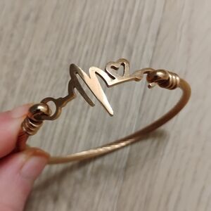 Gold Heartbeat Bangle Bracelet
